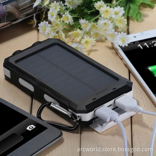 AWC719 8000mah Compass fully Waterproof solar dc 5.0v charger universal charger for mobile phone